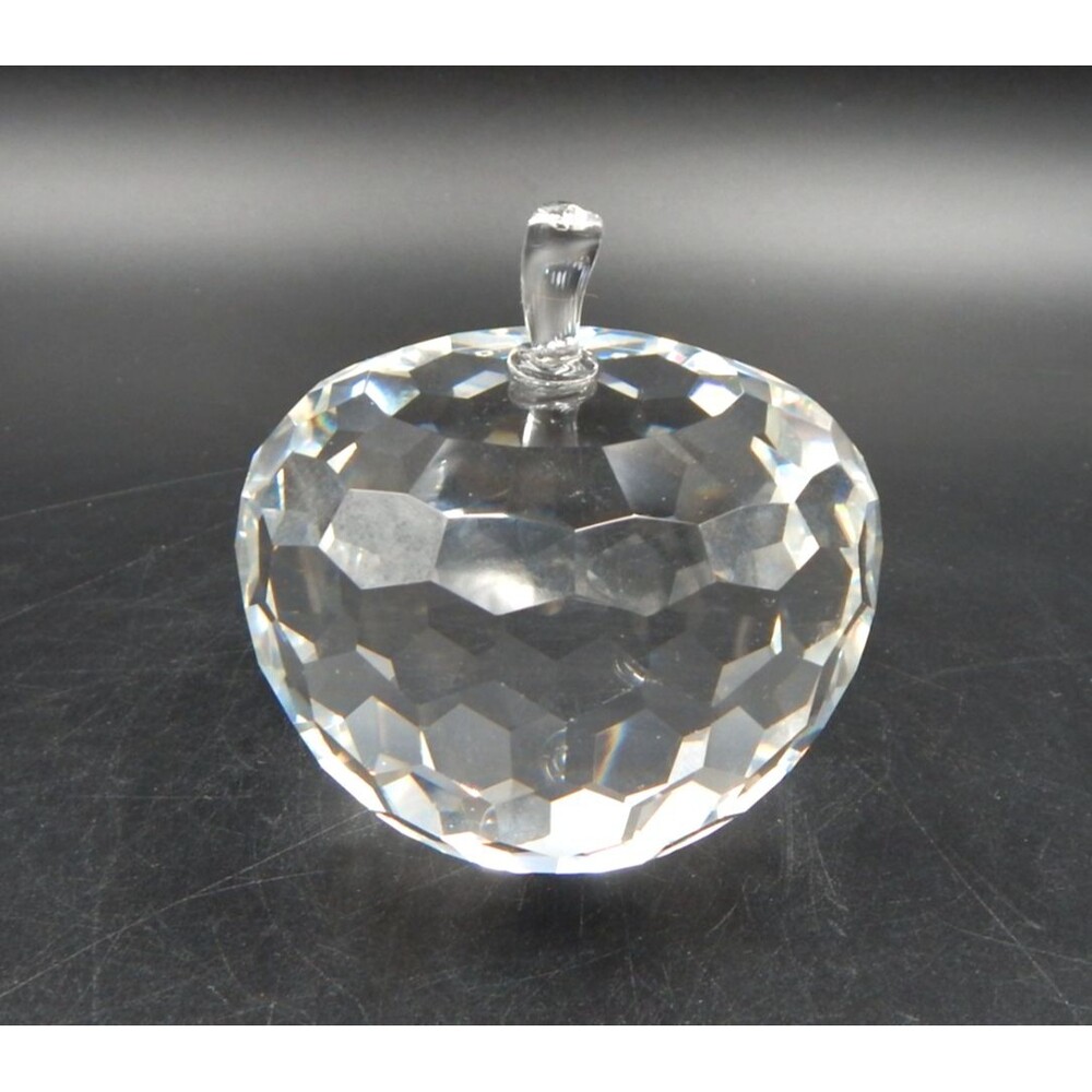 SD Simon Designs Crystal Clear Multifaceted Apple Figurine Paperweight 3.5 Inch